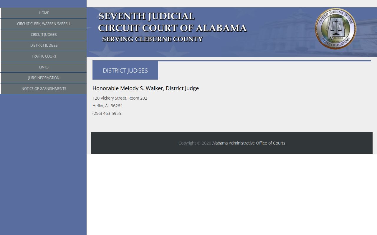 Cleburne County District Judge contact for bench warrant records